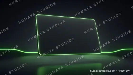 Futuristic neon glowing display board in a dark sci-fi room