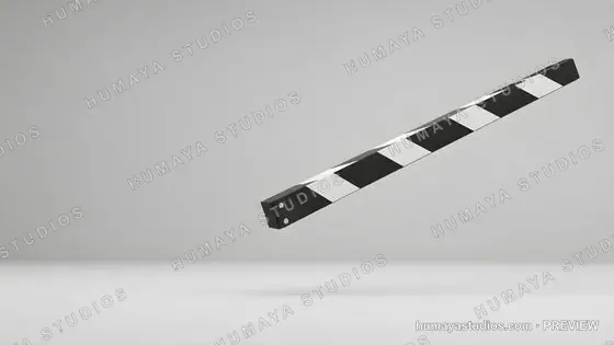 Movie Clapperboard Strip Floating on Minimalist Gray Studio Background