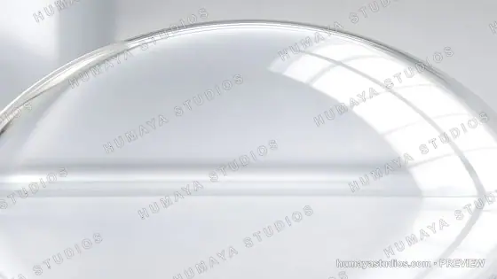 Glass Dome Capsule on Reflective Surface Minimalist Studio Background