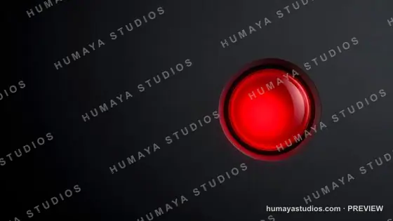 Glowing Red Panic Button on Dark Background