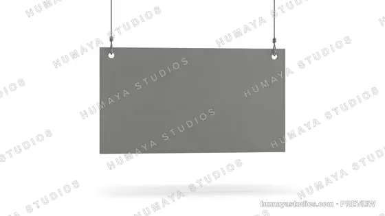 Blank Grey Hanging Sign Mockup with Wires