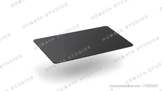 Blank Black Plastic Card Isolated on White Background Mockup