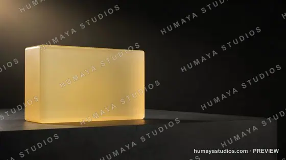Yellow Glass Soap Bar on Dark Surface