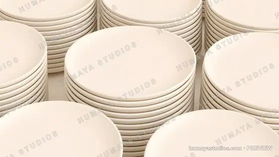 Stacked Ceramic Plates in Minimalist Kitchen Setting