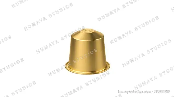Golden Coffee Capsule Isolated on White