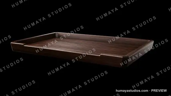 Dark Wood Serving Tray isolated on Black Background