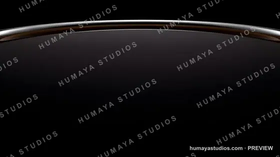 Sleek Curved Metal Rim Abstract Design on Dark Background