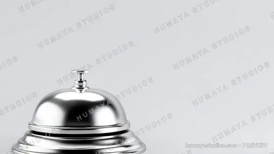 Metal hotel service desk bell isolated on white background