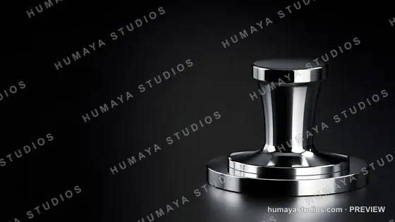 Chrome Espresso Tamper on Black Surface
