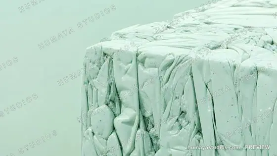 Recycled Plastic Cube Sculpture on Light Background