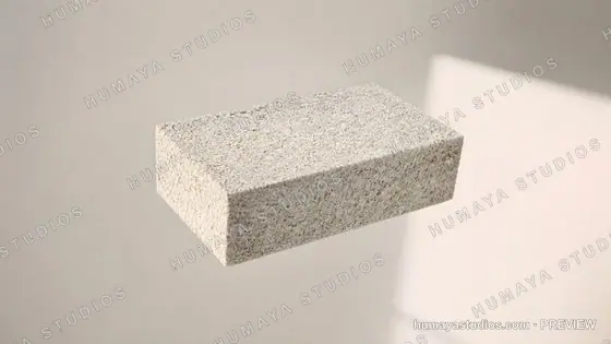 Recycled Cork Block Floating on Beige Background for Product Display