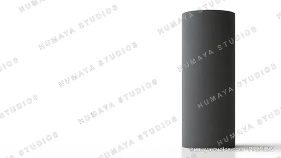 Dark gray concrete cylinder pillar on a white background