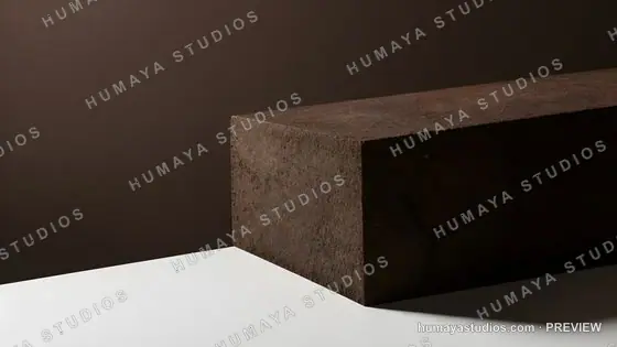 Brown Texture Block on White Surface Minimalist Display