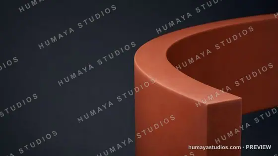 Minimalist Terracotta Wall Curve on Dark Background