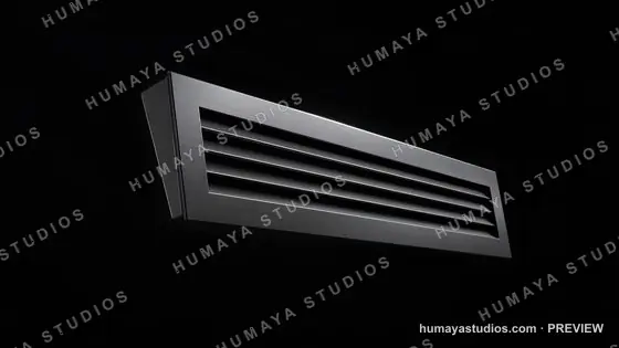 Modern Black Air Vent Grille on Dark Background