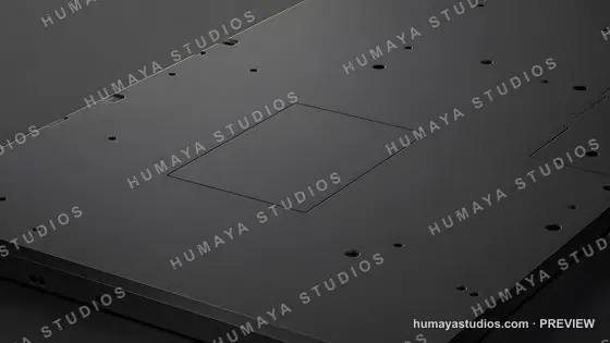 Matte Black Metallic Chassis Panel with Precision Cutouts and Screws