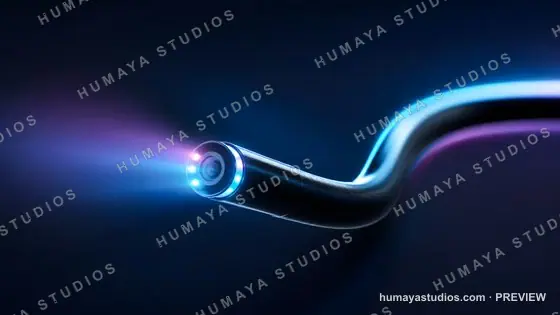 Endoscope medical camera with lights illuminating in dark space