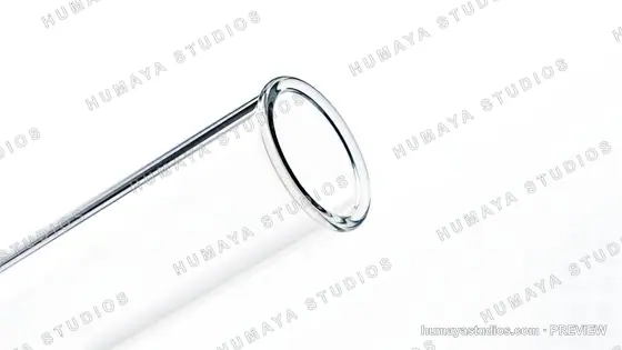 Empty glass test tube close-up isolated on white background