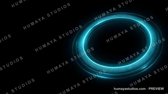 Futuristic Glowing Blue Portal in Dark Cyber Space