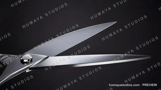 Macro Shot of Professional Steel Scissors Blades