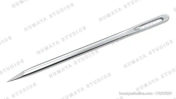 Metal sewing needle isolated on a clean white background