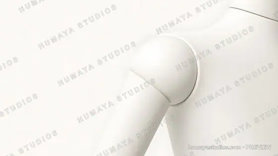 White mannequin shoulder and arm close up against white background