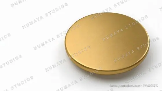 Brushed Gold Circle Pedestal on White Background