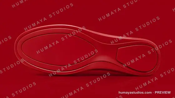 Red Shoe Sole on Solid Red Background