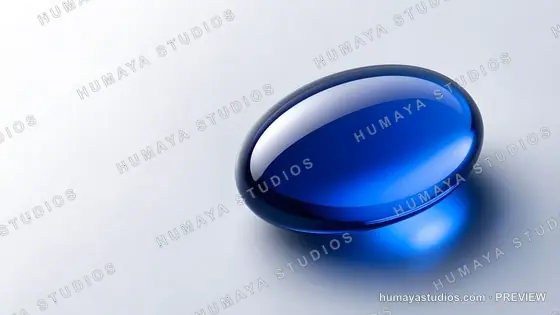 Glossy Blue Gelatin Capsule on White Surface