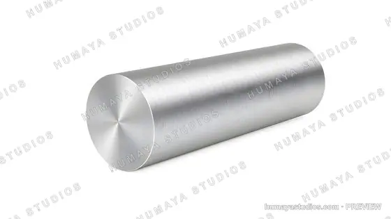 Polished steel cylinder rod bar isolated on white background