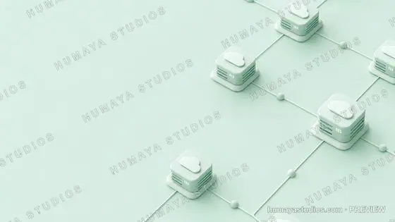 Cloud Computing Network Infrastructure 3D Rendering