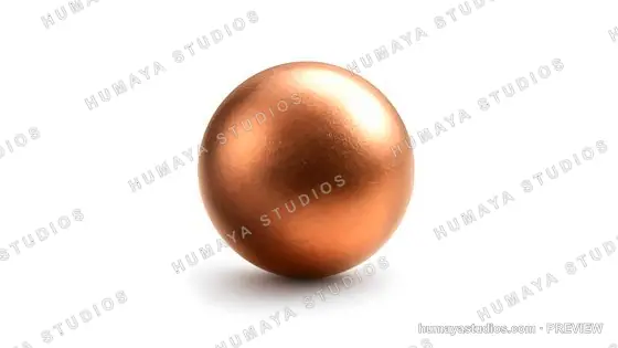Copper sphere on white background