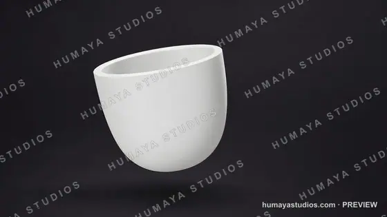 Modern White Ceramic Pot Floating Against Dark Minimalist Background
