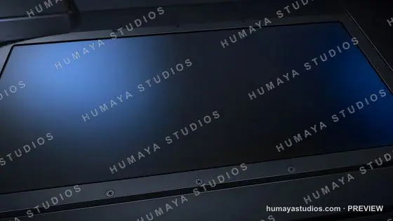 Sci-Fi Control Panel with Blue Glow and Metallic Frame