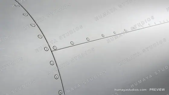 Brushed Metal Aircraft Fuselage with Rivets Close-Up