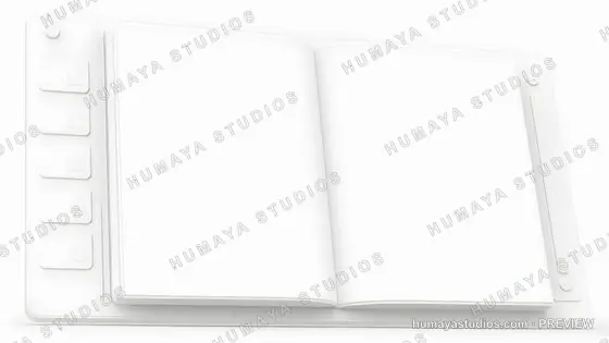 Blank open book and digital tablet mockup on white background