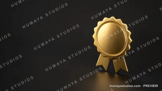 Gold Award Ribbon Icon on Dark Background