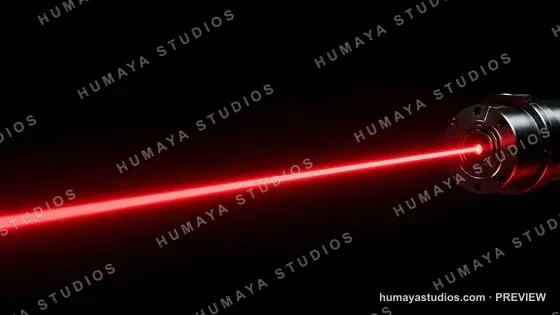 Red Laser Beam Emitting From Metallic Industrial Device