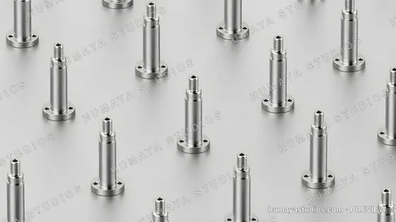 Metal mechanical components arranged on a surface