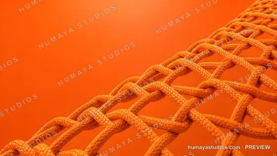 Orange safety net against vibrant background close up