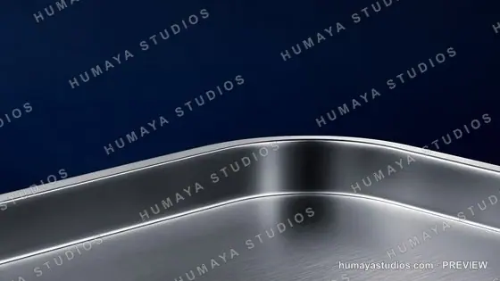 Metal surface background with curve and blue gradient