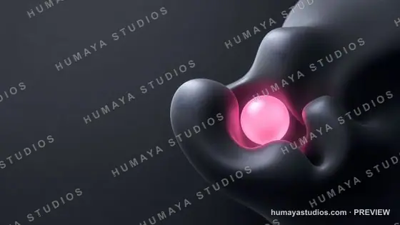 Glowing Pink Sphere in Dark Organic 3D Abstract Sculpture