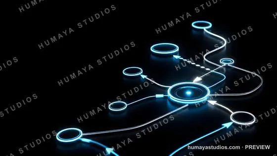 Glowing blue digital network connections on dark background