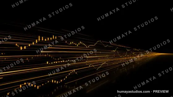 Financial stock market chart with glowing light trails and data