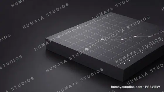 Financial growth chart on a dark 3D block