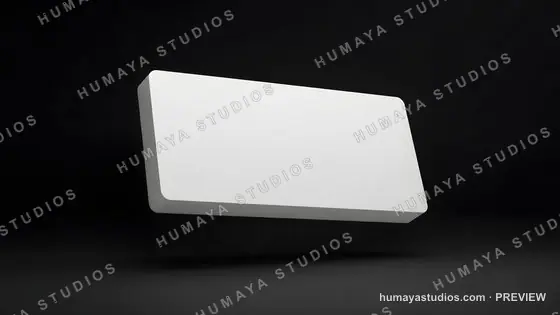 Blank 3D rectangle shape floating on dark minimalist studio background