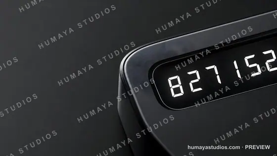 Digital counter with glowing numbers on dark background
