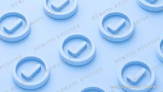 Blue Checkmark Symbols Pattern on Pastel Background
