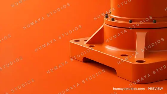 Industrial Orange Robotic Arm Base on Monochrome Background