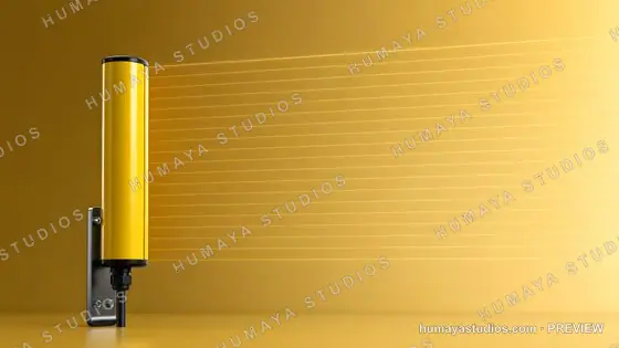 Industrial Safety Light Curtain Projecting Yellow Beams